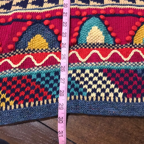 Vintage 90s Hand Knit Heavy Geometric Sweater - Picture 6 of 7